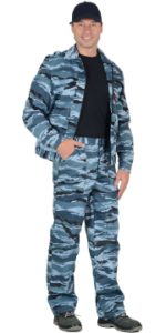 Костюм охранника летний камуфляж голубой 02-45